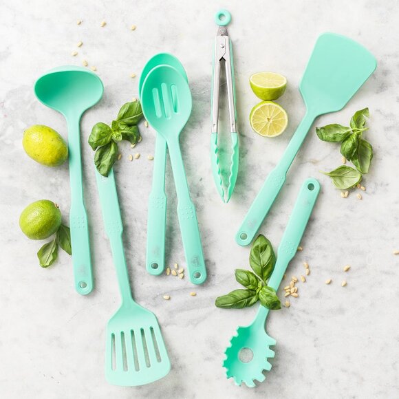 Green Life 7 Piece Kitchen Utensil Set in Turquoise - Picture 3 of 7